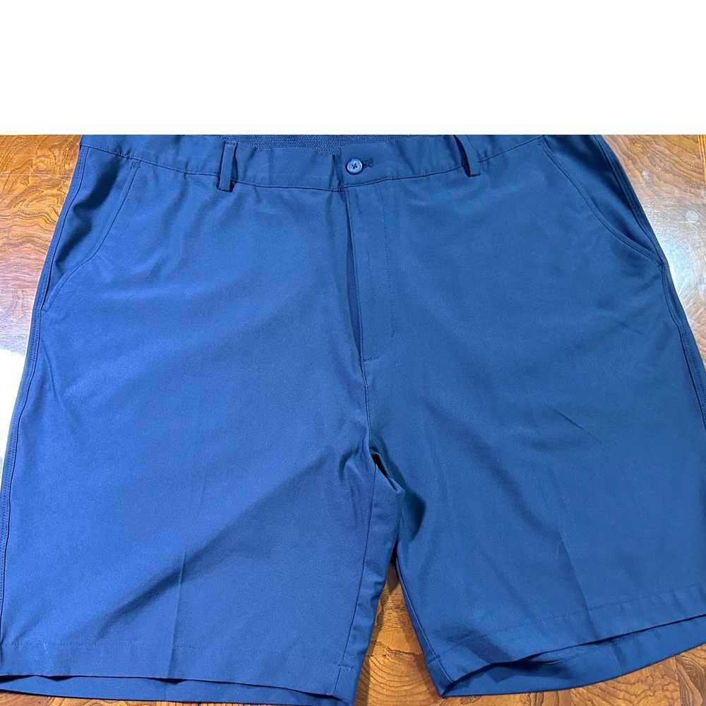 Greg Norman Mens Navy Blue Performance Golf Shorts Size 42 Flat Front Stretch